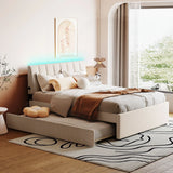 Upholstered Platform Bed With Trundle - Furniture Home Direct