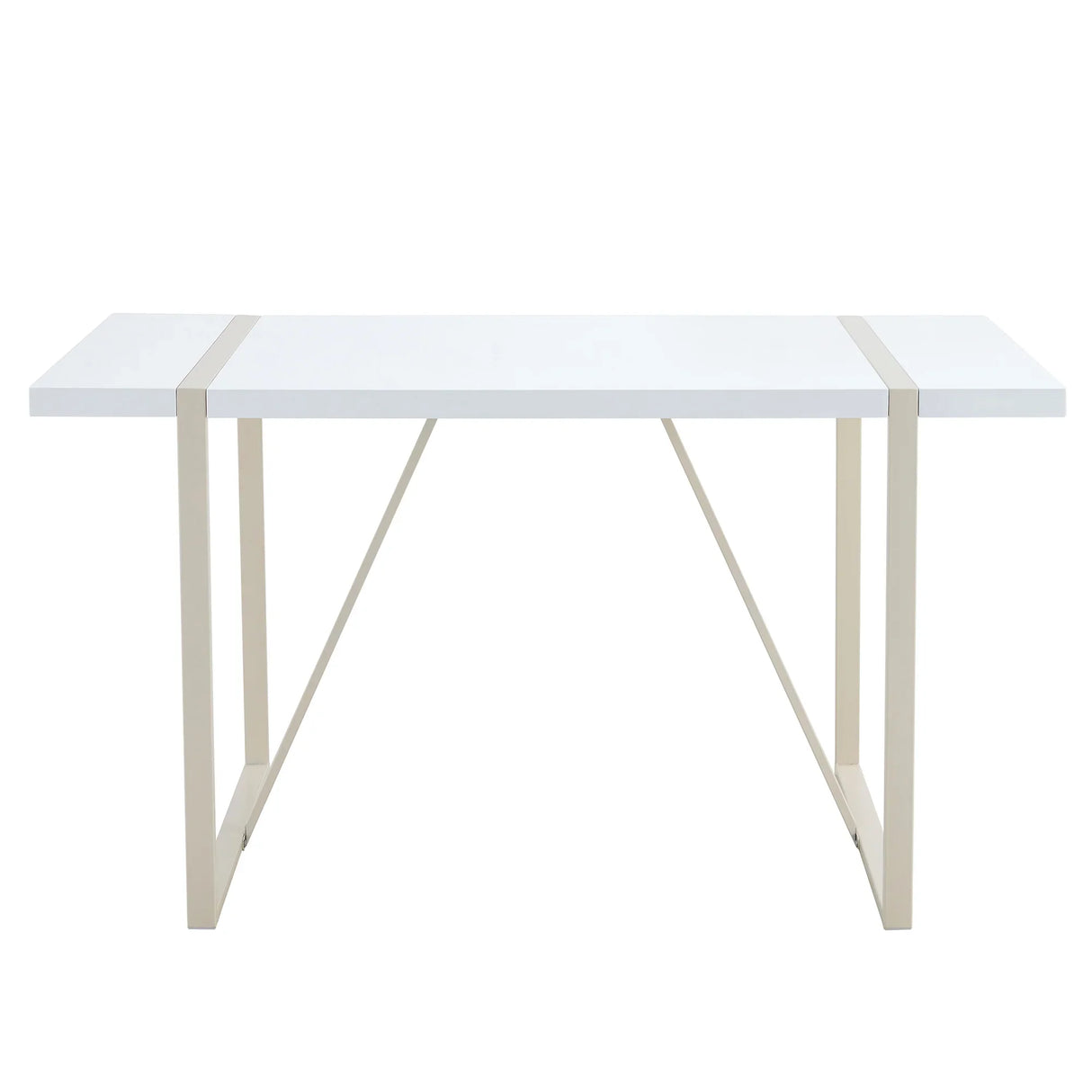 Dining Table Industrial Rectangular MDF Metal Frame White - Furniture Home Direct