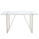 Dining Table Industrial Rectangular MDF Metal Frame White - Furniture Home Direct