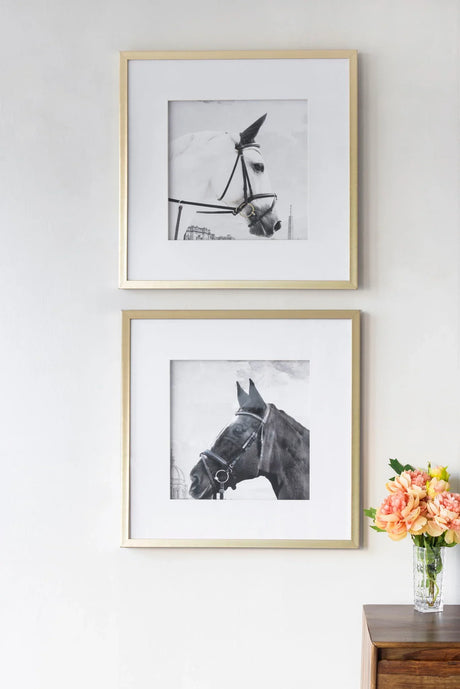 Wall Art Horse Animal Printing, Wall Decor Accent (Set of 2) - Golden / White - Furniture Home Direct