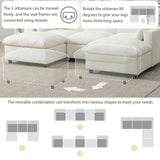 Modular Sectional With Storage Pockets, 5 Seat U Shaped Couch Set With Pillows, Free Combination Modern Cloud Sofa With 2 Movable Ottoman - Furniture Home Direct