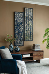Rectangular Shaped Rice Paper Shadow Box Decor Wall Art, Transitional Style Wall Decor (Set of 2) - White / Blue - Furniture Home Direct