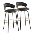 Jie - Fixed Height Contemporary Barstool With Swivel Round Footrest (Set of 2) - Furniture Home Direct