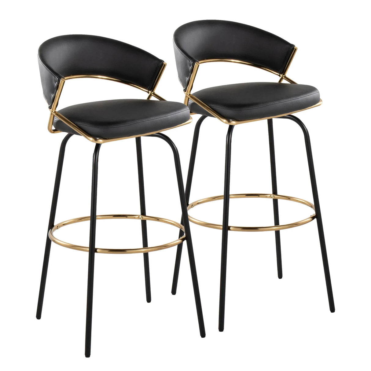 Jie - Fixed Height Contemporary Barstool With Swivel Round Footrest (Set of 2) - Furniture Home Direct