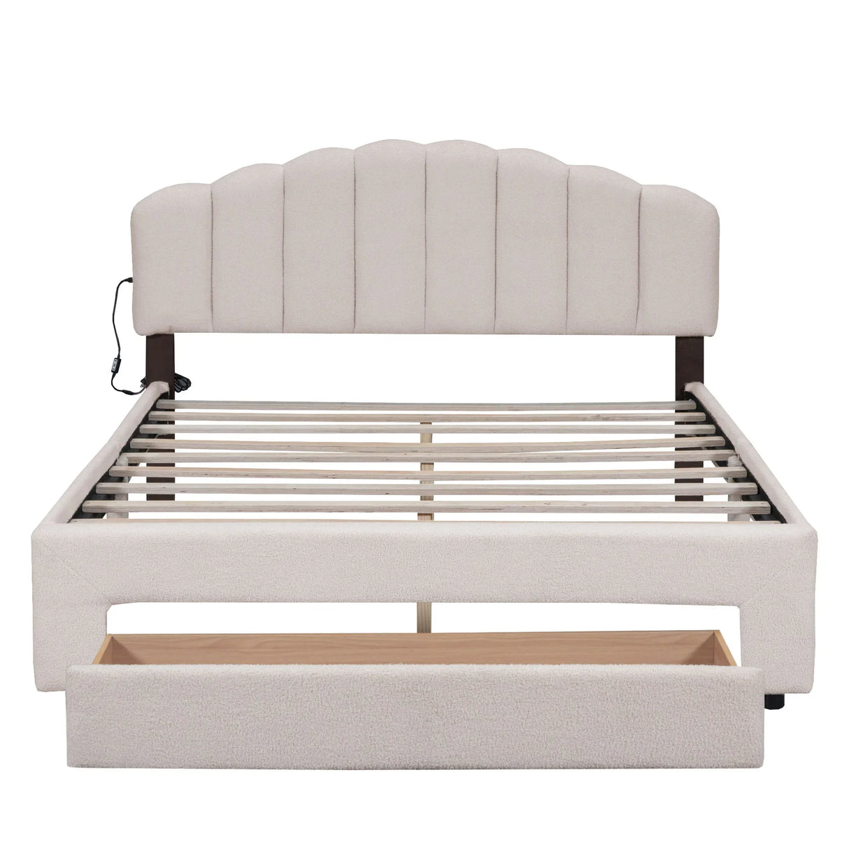 Upholstered Platform Bed With Drawer - Furniture Home Direct