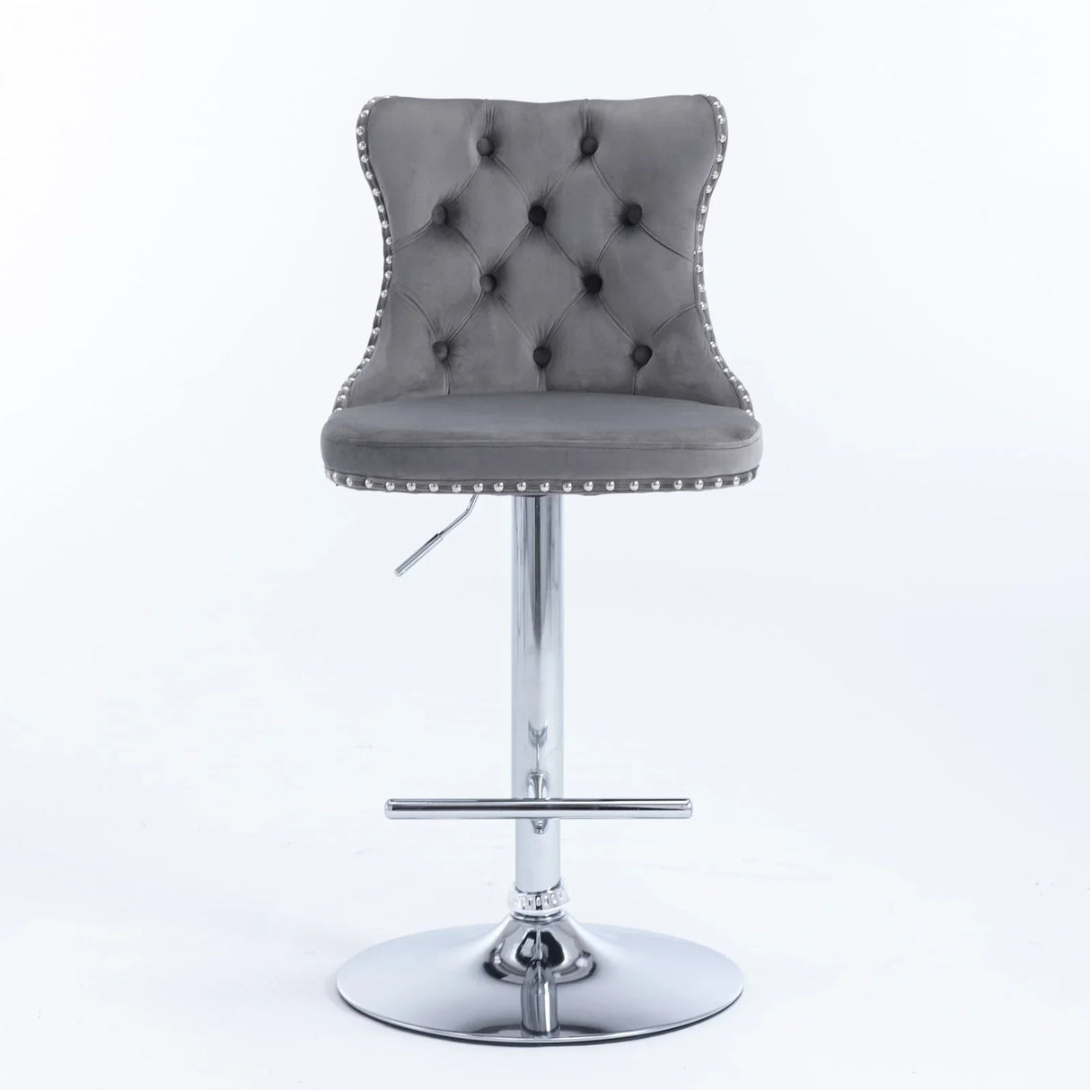 Swivel Velvet Barstools Adjusatble Seat Height From 25-33", Modern Upholstered Chrome Base Bar Stools With Backs Comfortable Tufted For Home Pub And Kitchen Island (Set of 2) - Furniture Home Direct