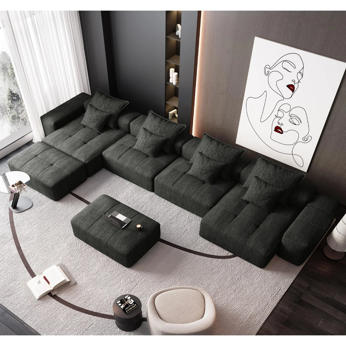 Modern Oversized Diy Combination Modular Sectional Sofa With Pillows - Furniture Home Direct