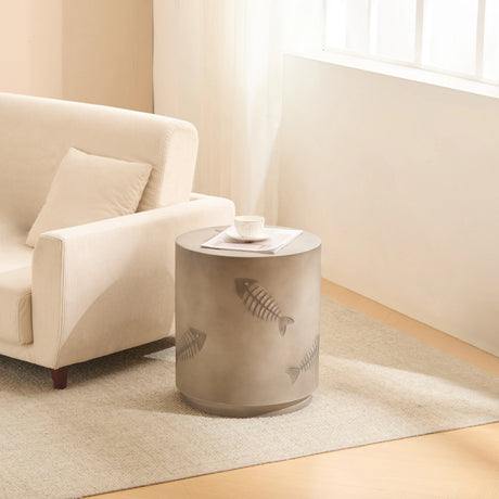 End Table With Fish Pattern Design Magnesium Oxide Gray - Furniture Home Direct