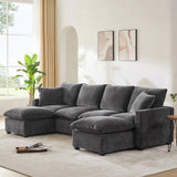 Modern U-Shape Modular Sofa, 6 Seat Chenille Sectional Couch Set With 2 Pillows Included, Freely Combinable Indoor Funiture For Living Room, Apartment, Office - Furniture Home Direct