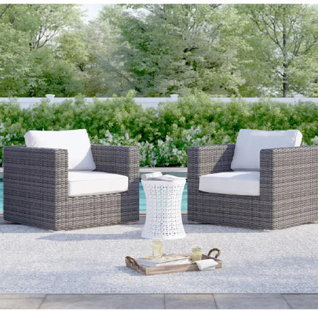 Outdoor Armchairs With Cushions (Set of 2) - Espresso / Gray - Furniture Home Direct
