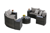 11 Piece Patio Set With Tempered Glass Round Coffee Table - Furniture Home Direct