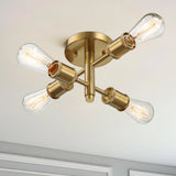 Ephemeral - 4 Lights Semi Flush Mount Retro Hallway Kitchen Bedroom Living Room Ceiling Pendant - Antique Brass / Clear / Gold - Furniture Home Direct