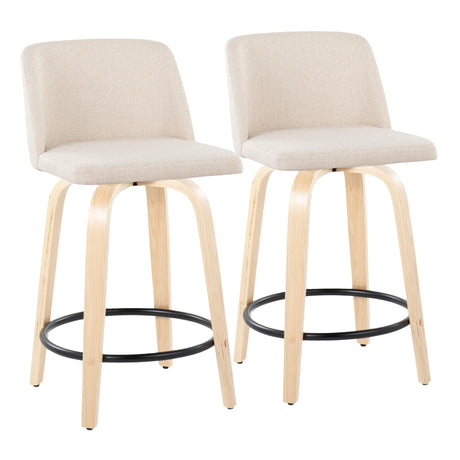 Toriano - Contemporary, Fixed Height Counter Stool With Swivel And Round Footrest (Set of 2) - Furniture Home Direct