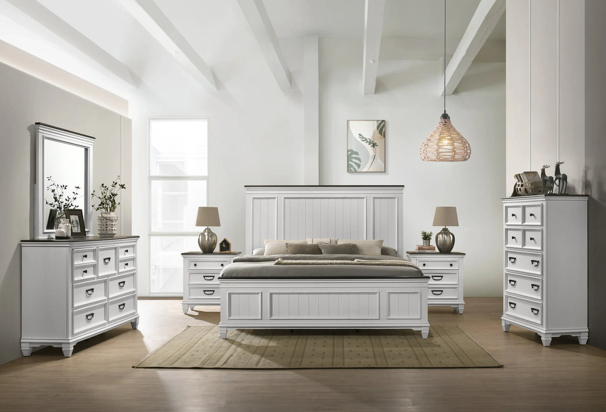 Queen Bed Headboard and Dresser Set Antique White Gray - Furniture Home Direct