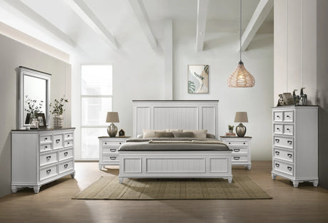 Queen Bed Headboard and Dresser Set Antique White Gray - Furniture Home Direct