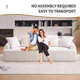 Compression Sofa: 4 Seater Combined Sofa, Crochet Yarn Fabric, Full Sponge Compression Sofa, Combined Sofa With 4 Pillows For Home Living / Home Furniture / Apartment - Beige - Furniture Home Direct