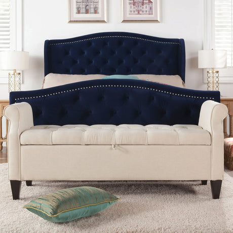 Jacqueline - Tufted Roll Arm Storage Bench - Furniture Home Direct