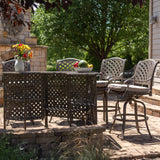 Cast Aluminum Bar Set With Cushion - Furniture Home Direct
