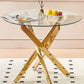 Dining Table With Cross Metal Leg And Tempered Glass, Modern Space Saving Kitchen Table For Living Room - Furniture Home Direct