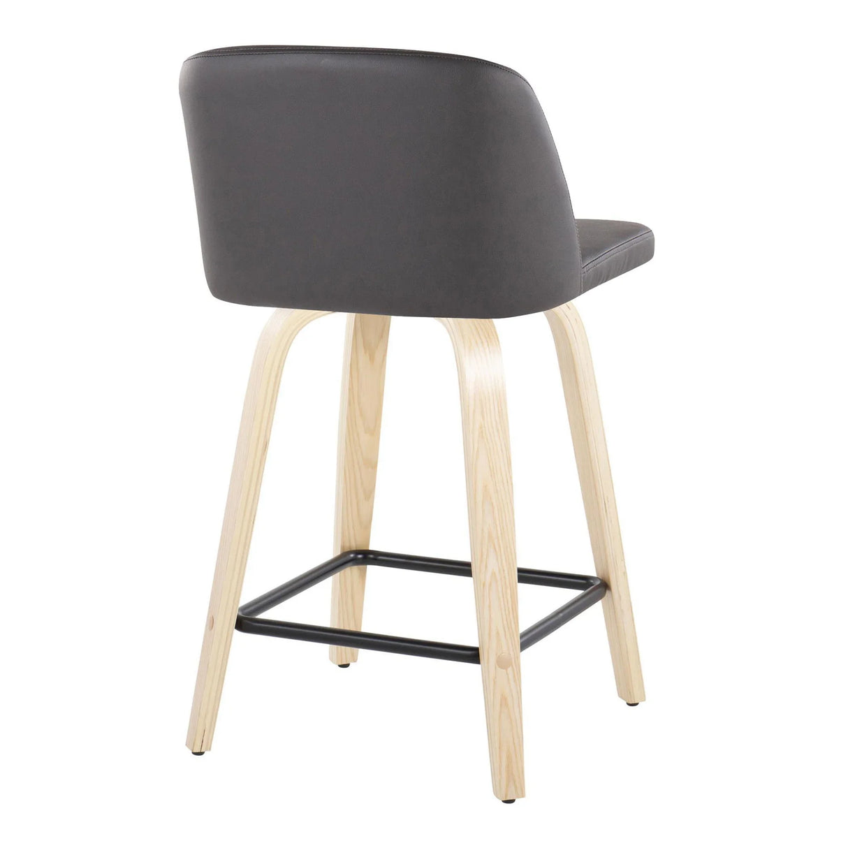 Toriano - Contemporary Modern Design Fixed Height Counter Stool With Swivel With Square Footrest (Set of 2) - Furniture Home Direct