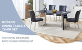 Dining Set Faux Marble Table With Black Chairs Silver - Furniture Home Direct