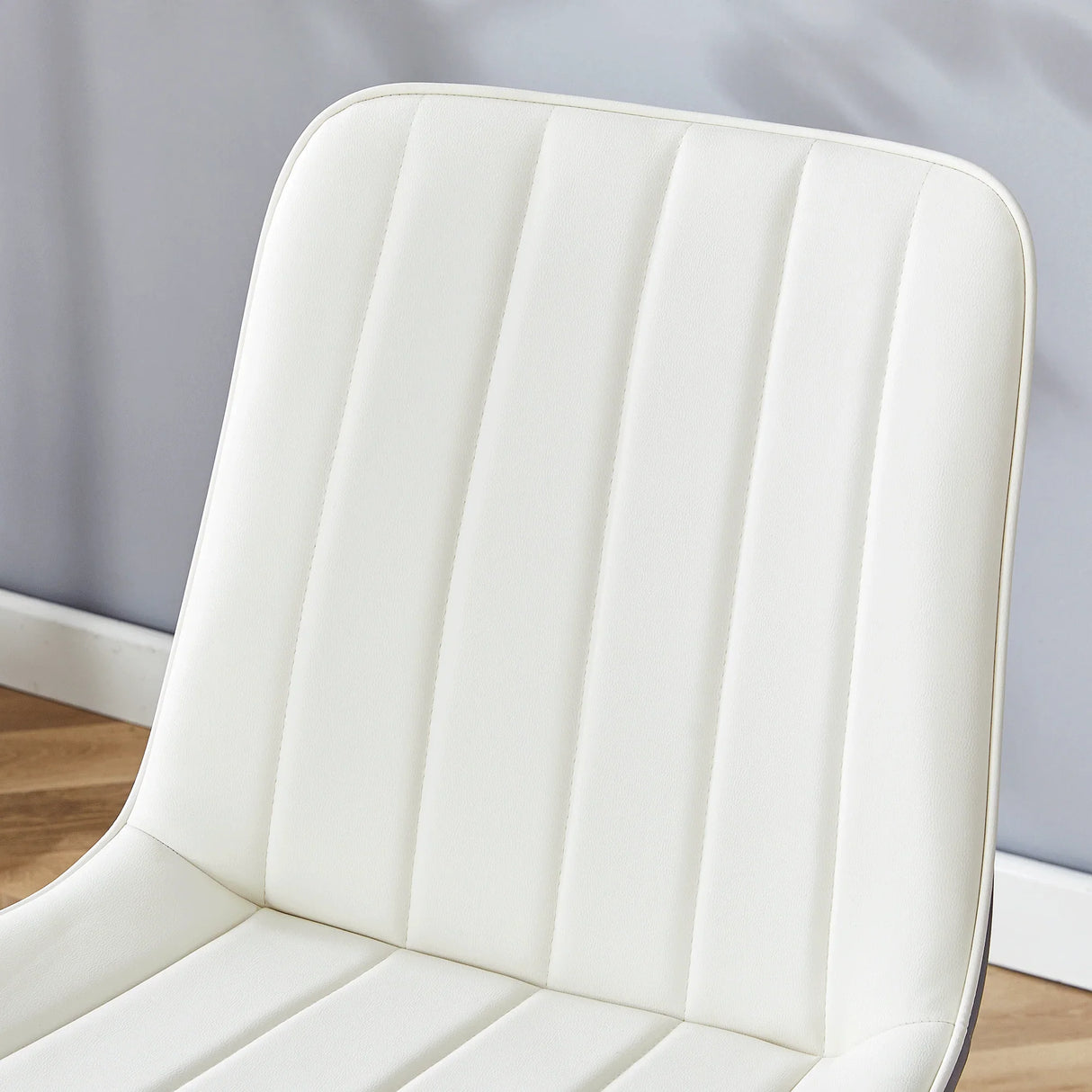Dining Chairs Four Upholstered Leather Black Legs White - Furniture Home Direct