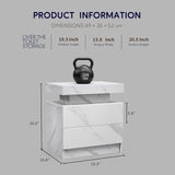 Nightstand LED, Bedside Table Cabinet With 2 Drawers For Bedroom - Furniture Home Direct