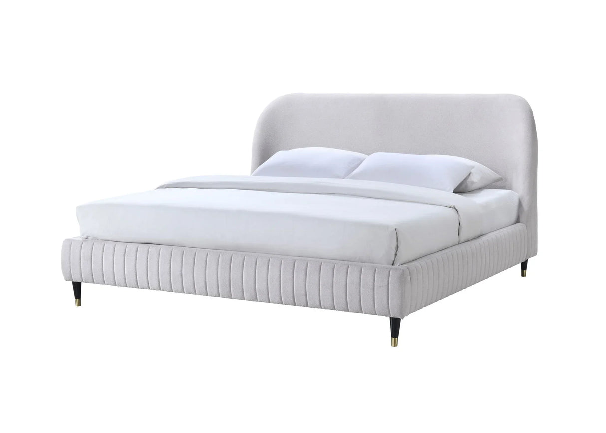 Queen Upholstered Bed - Beige - Furniture Home Direct