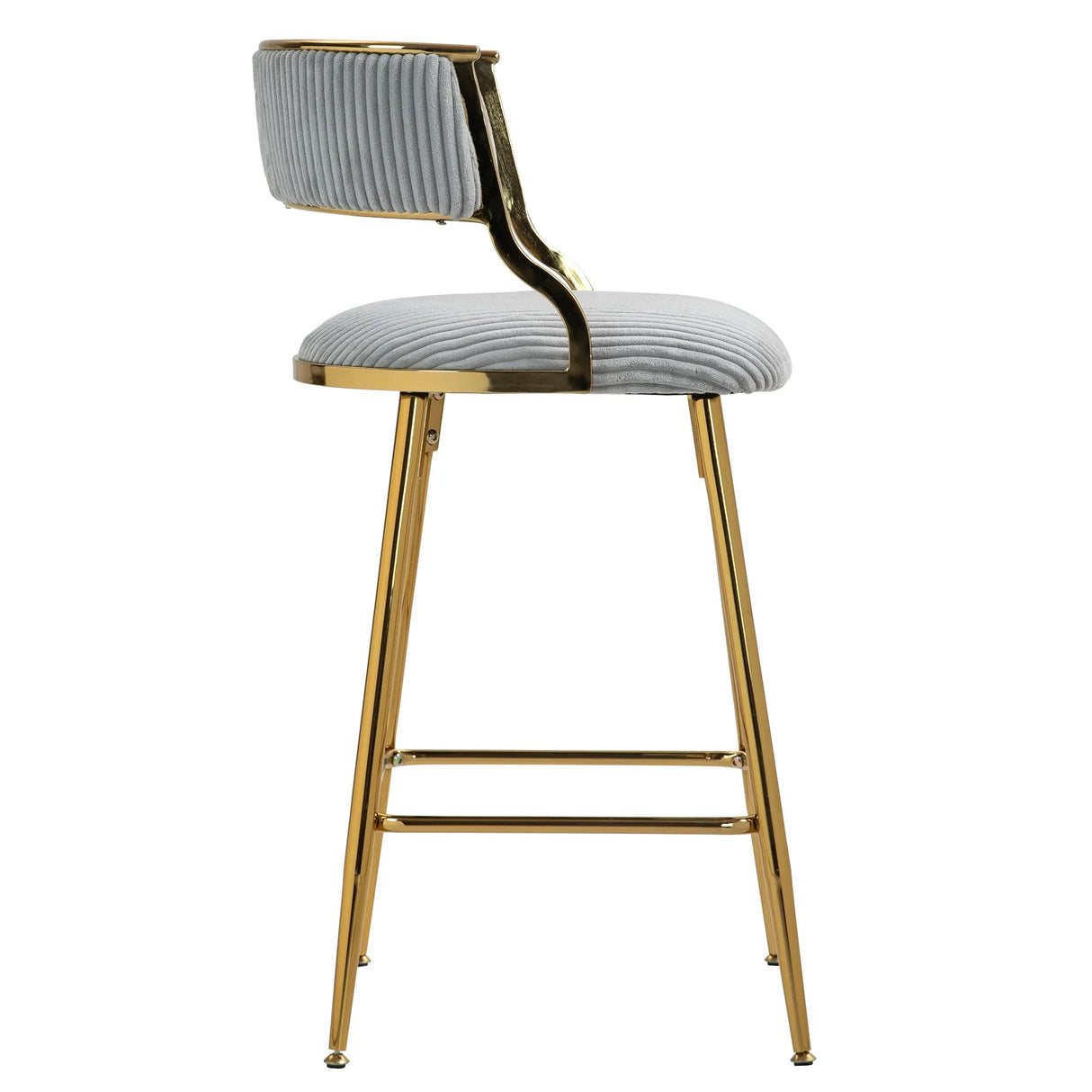 Bar Stools Counter Height With Gold Frames And Corduroy Gray - Furniture Home Direct