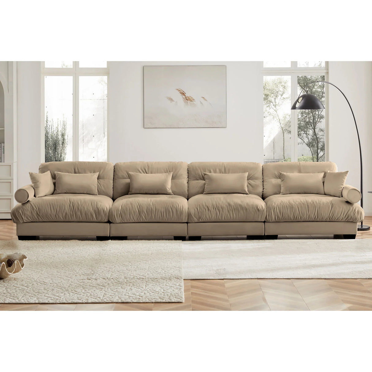 Super Comfort Oversized Modular Velvet Sectional Sofa, Deep Seat Convertible L Shaped Couch - Furniture Home Direct