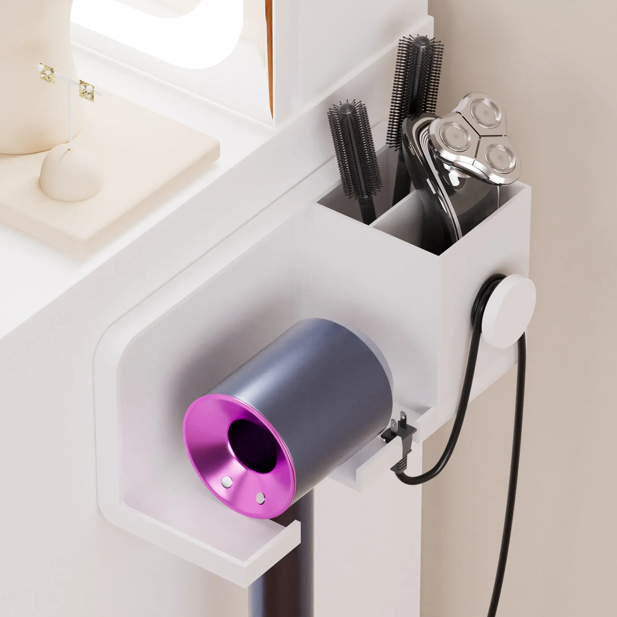 Vanity Table With LED Mirror And Built In Storage White - Furniture Home Direct