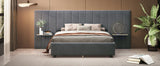 Queen Bed Upholstered Platform With Tall Headboard Gray - Furniture Home Direct