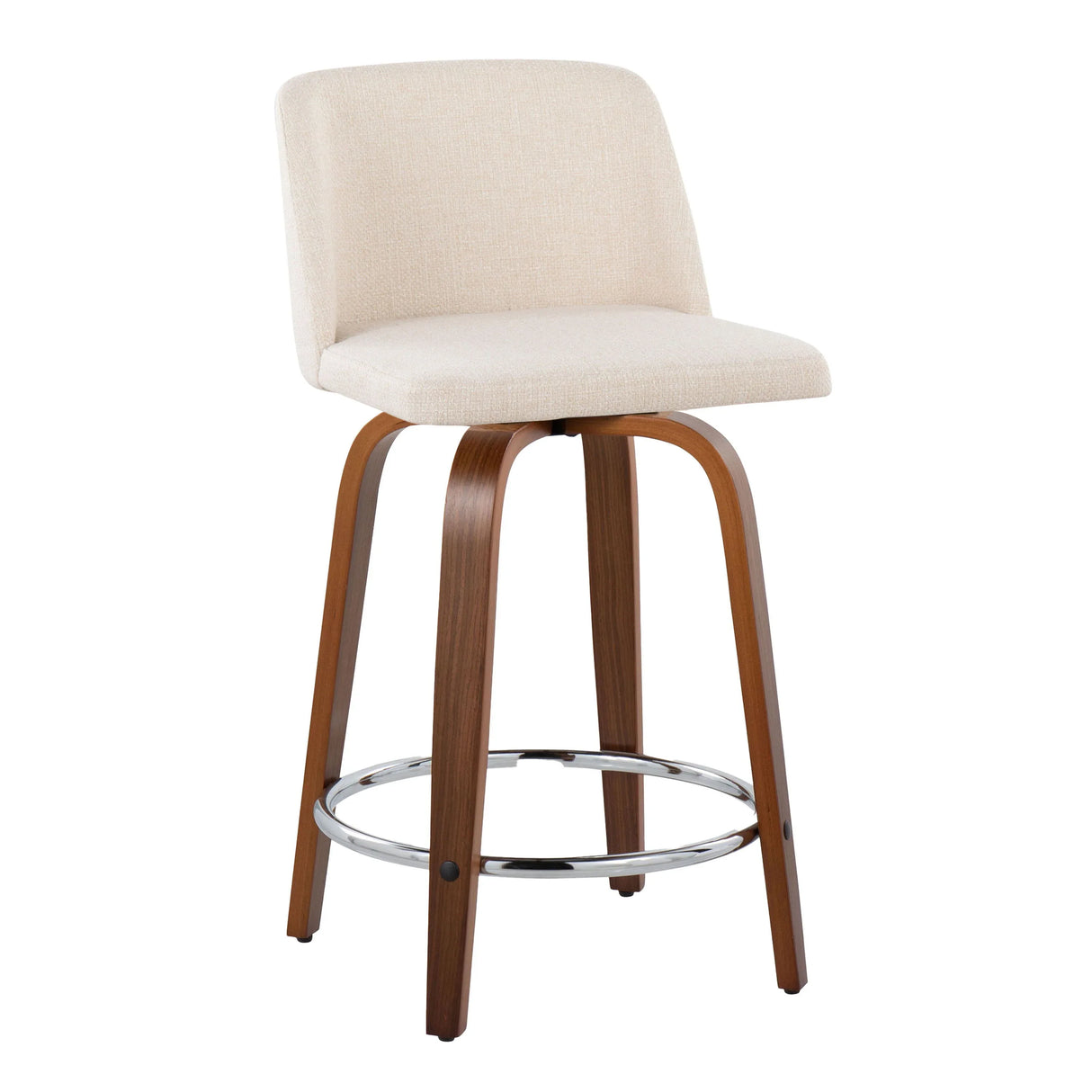 Toriano - Mid Century Modern Fixed Height Counter Stool With Swivel With Round Footrest (Set of 2) - Furniture Home Direct