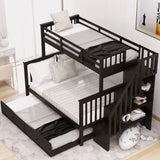 Bunk Bed With Twin Size Trundle, Storage And Guard Rail For Bedroom - Furniture Home Direct