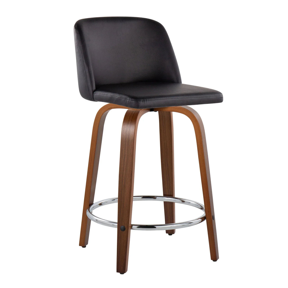 Toriano - Mid Century Modern Fixed Height Counter Stool With Swivel With Round Footrest (Set of 2) - Furniture Home Direct