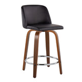 Toriano - Mid Century Modern Fixed Height Counter Stool With Swivel With Round Footrest (Set of 2) - Furniture Home Direct