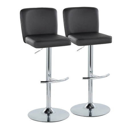 Henry - Contemporary Adjustable Barstool With Swivel & Rounded T Footrest (Set of 2) - Furniture Home Direct
