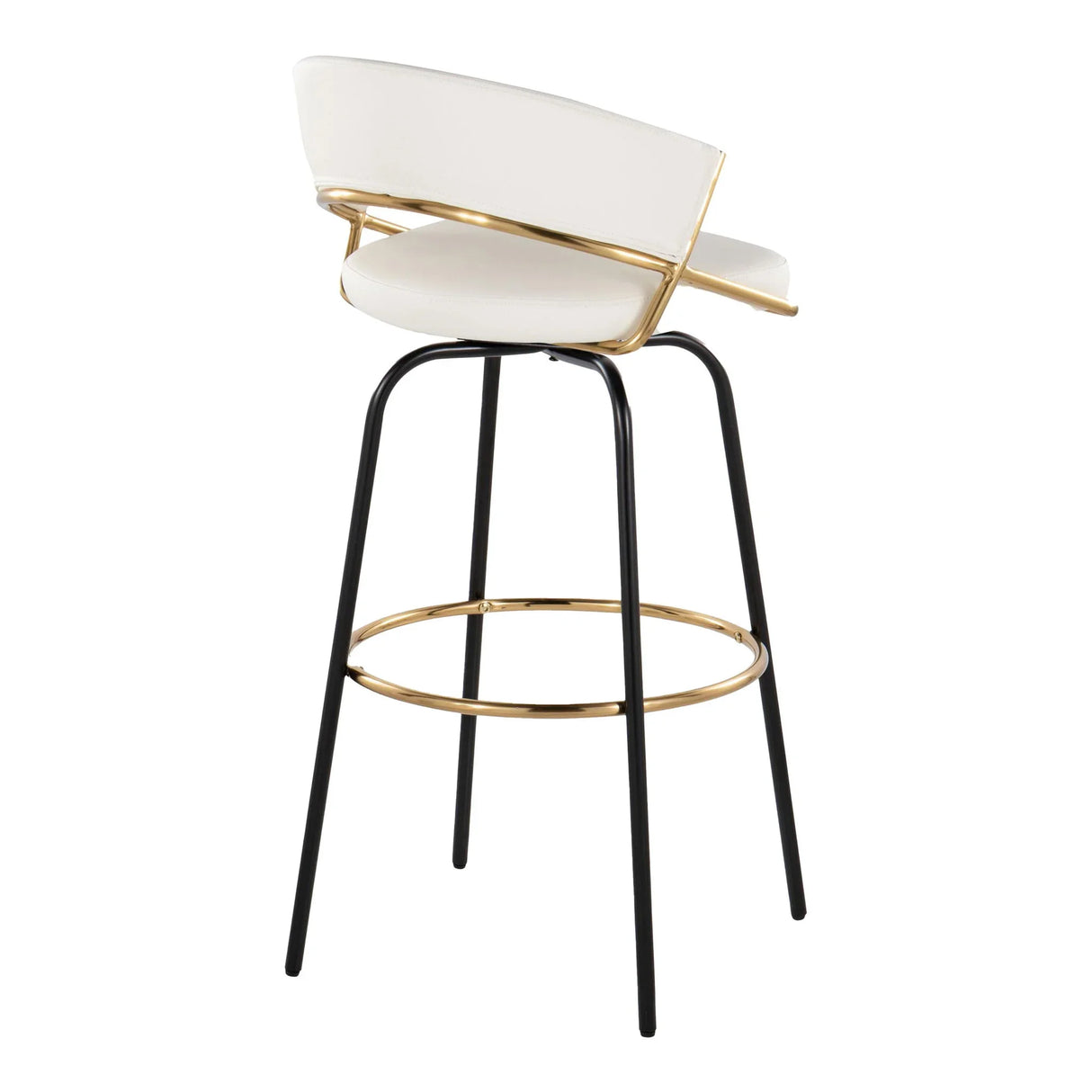 Jie - Fixed Height Contemporary Barstool With Swivel Round Footrest (Set of 2) - Furniture Home Direct