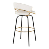 Jie - Fixed Height Contemporary Barstool With Swivel Round Footrest (Set of 2) - Furniture Home Direct