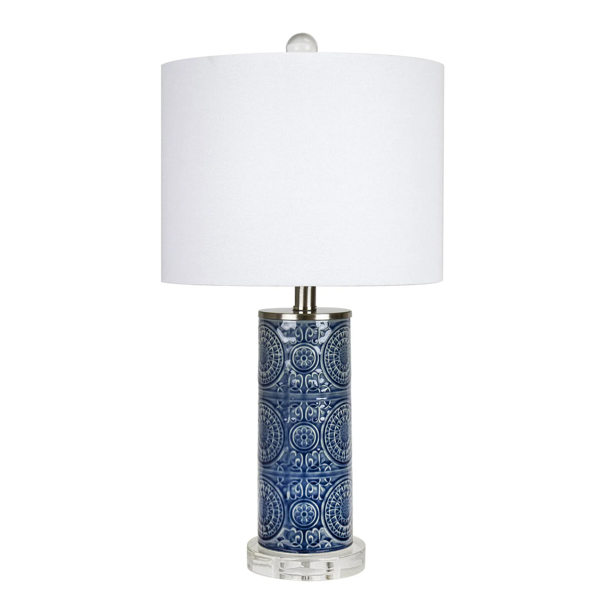 Spyro - Contemporary Table Lamp - Bijou Blue / White / Clear Crystal / Nickel - Furniture Home Direct