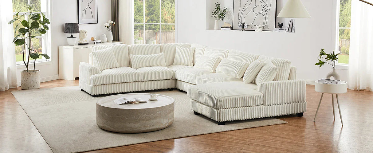 Sectional Sofa U Shaped Oversized With Chaise Beige - Furniture Home Direct
