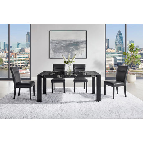 Dining Table And 4 Padded Chairs - Black - Furniture Home Direct