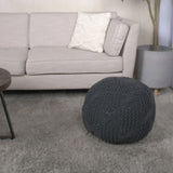 Bordeaux - Knitted Cotton Round Pouf - Furniture Home Direct