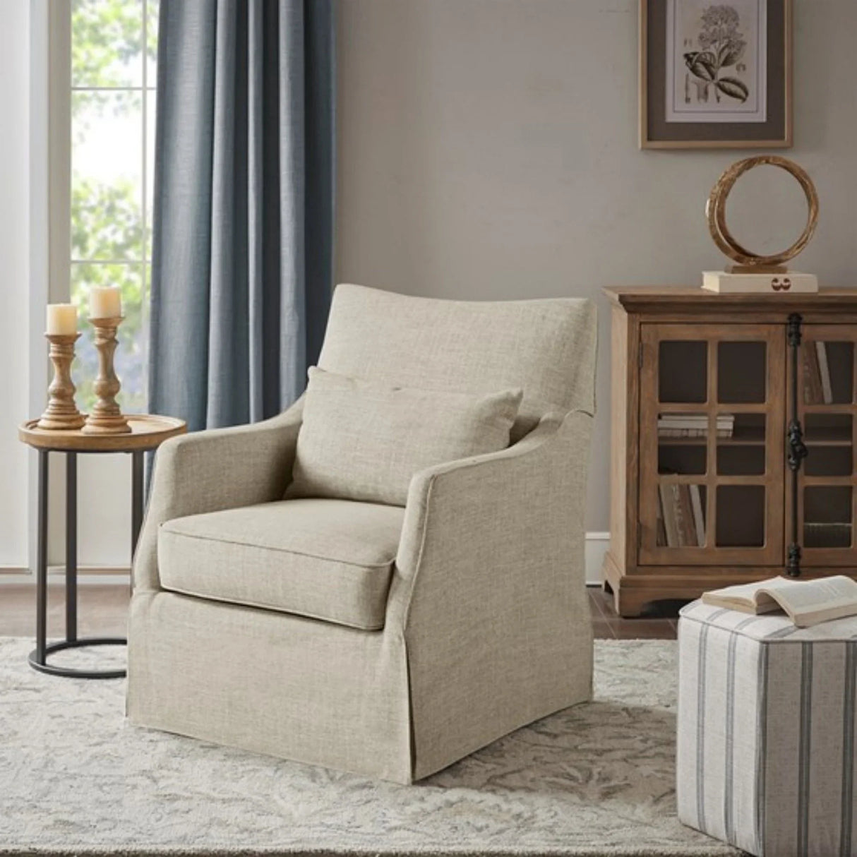 Traditional Design London Skirted Swivel Chair - Furniture Home Direct