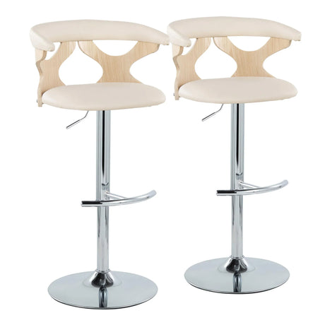 Gardenia - Contemporary Adjustable Barstool & Swivel, Rounded T Footrest (Set of 2) - Furniture Home Direct