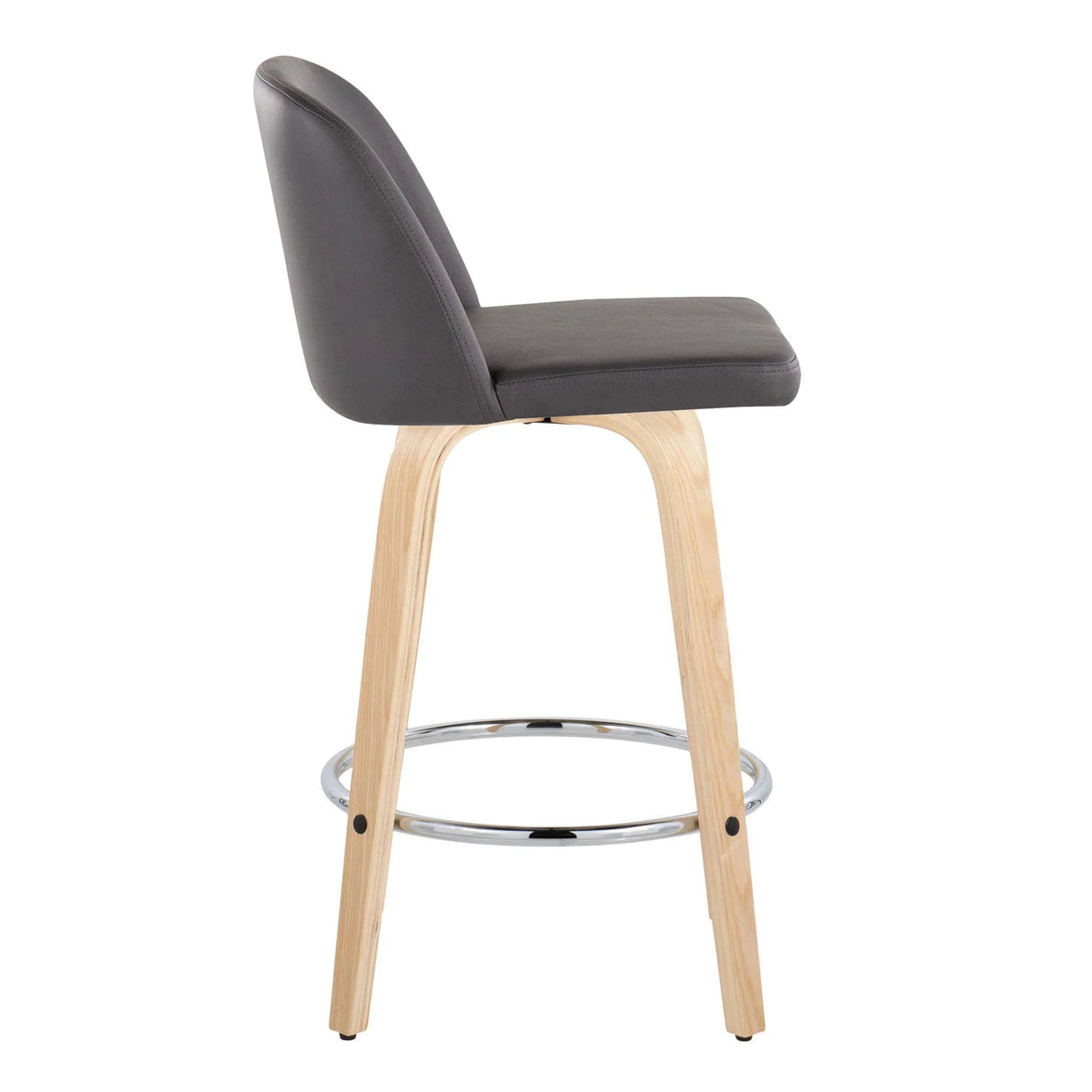 Toriano - Contemporary Fixed-Height Counter Stool With Swivel And Round Footrest (Set of 2) - Furniture Home Direct