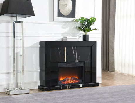 Drisana - Mirrored Fireplace - Black - Furniture Home Direct