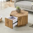 Coffee Table Hexagonal Drawer Unit Sleek Natural Wood - Furniture Home Direct