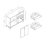 Wooden Display Rack, Cabinet With Drawer, Holds 6 Wine Glass - White / Dark Taupe - Furniture Home Direct
