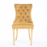 Nikki - Modern, High-End Tufted Solid Wood Contemporary Velvet Upholstered Dining Chair With Golden Stainless Steel Plating Legs, Nailhead Trim (Set of 2) - Furniture Home Direct